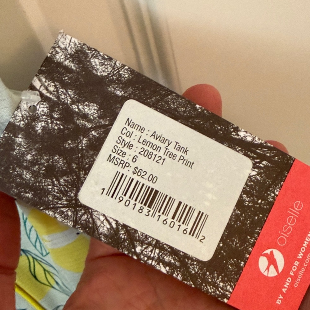 Oiselle Aviary Tank - 6 - Lemon - NWT - Picture 4 of 4